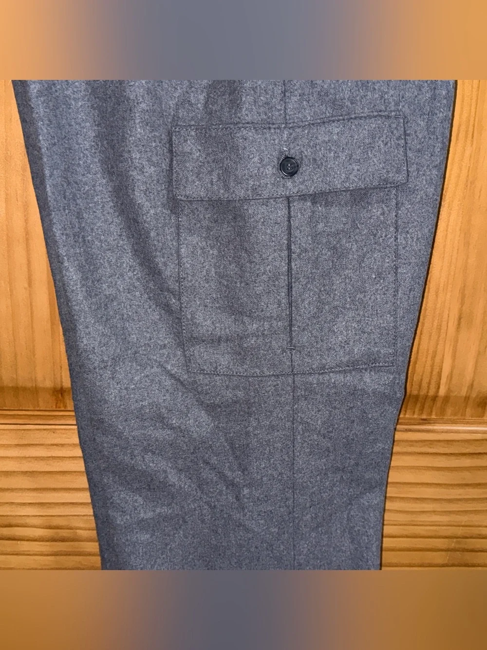 NWT Claiborne Men's Charcoal Heather Wool Blend Cargo Dress Pants-34”x32”